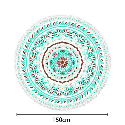 Rundstranddecke mit floralen Aquarellmotiven Brehn