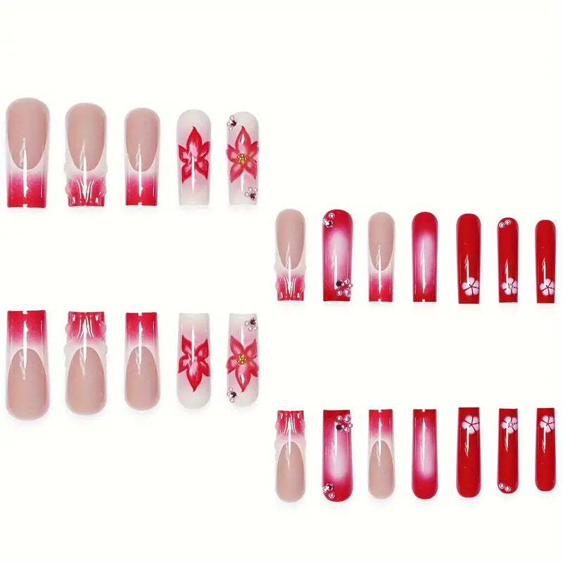 Elegante 3D Blumen Nagelkunst Verlängerungen Brehn