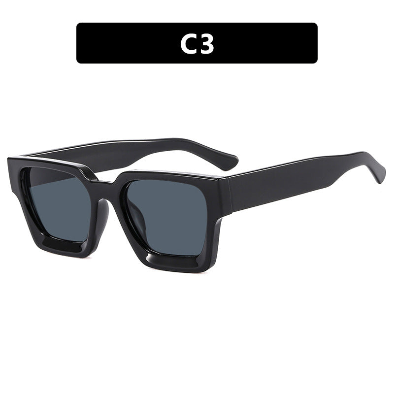 Damen modische quadratische Sonnenbrille mit robustem Rahmen und gelben Gläsern Brehn