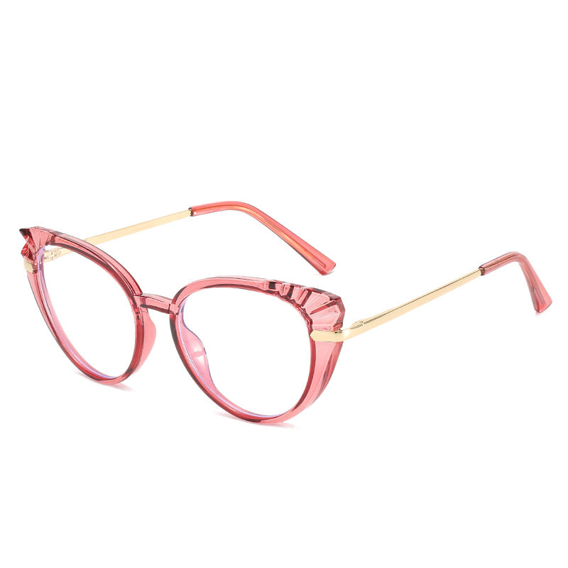 Damen Cat-Eye Korrektionsbrille mit glänzendem Kunststoffrahmen und goldenen Akzenten Brehn