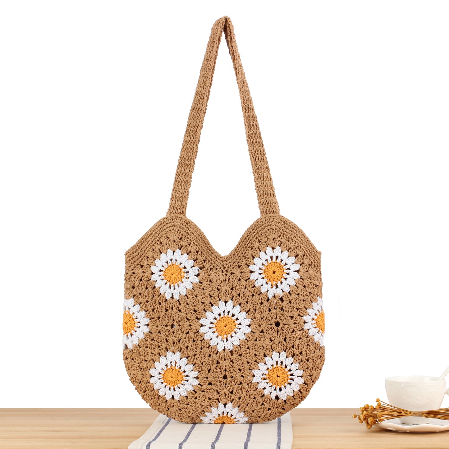 Häkel Schultertasche mit Floralen Motiven Brehn