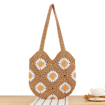 Häkel Schultertasche mit Floralen Motiven Brehn