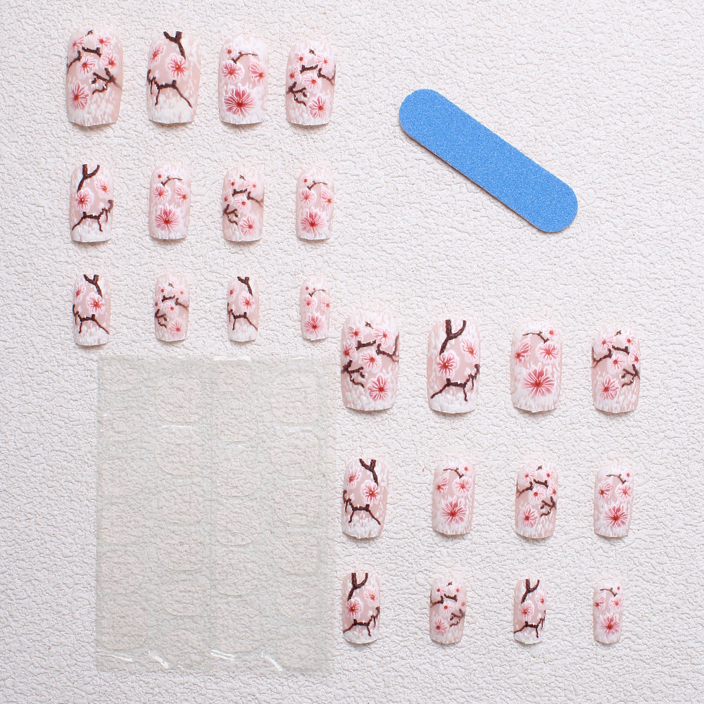 Blumenverzierte Press-On Nagelkunst Brehn