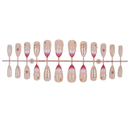 Elegantes floral und Goldakzent Press-On Nagelset Brehn