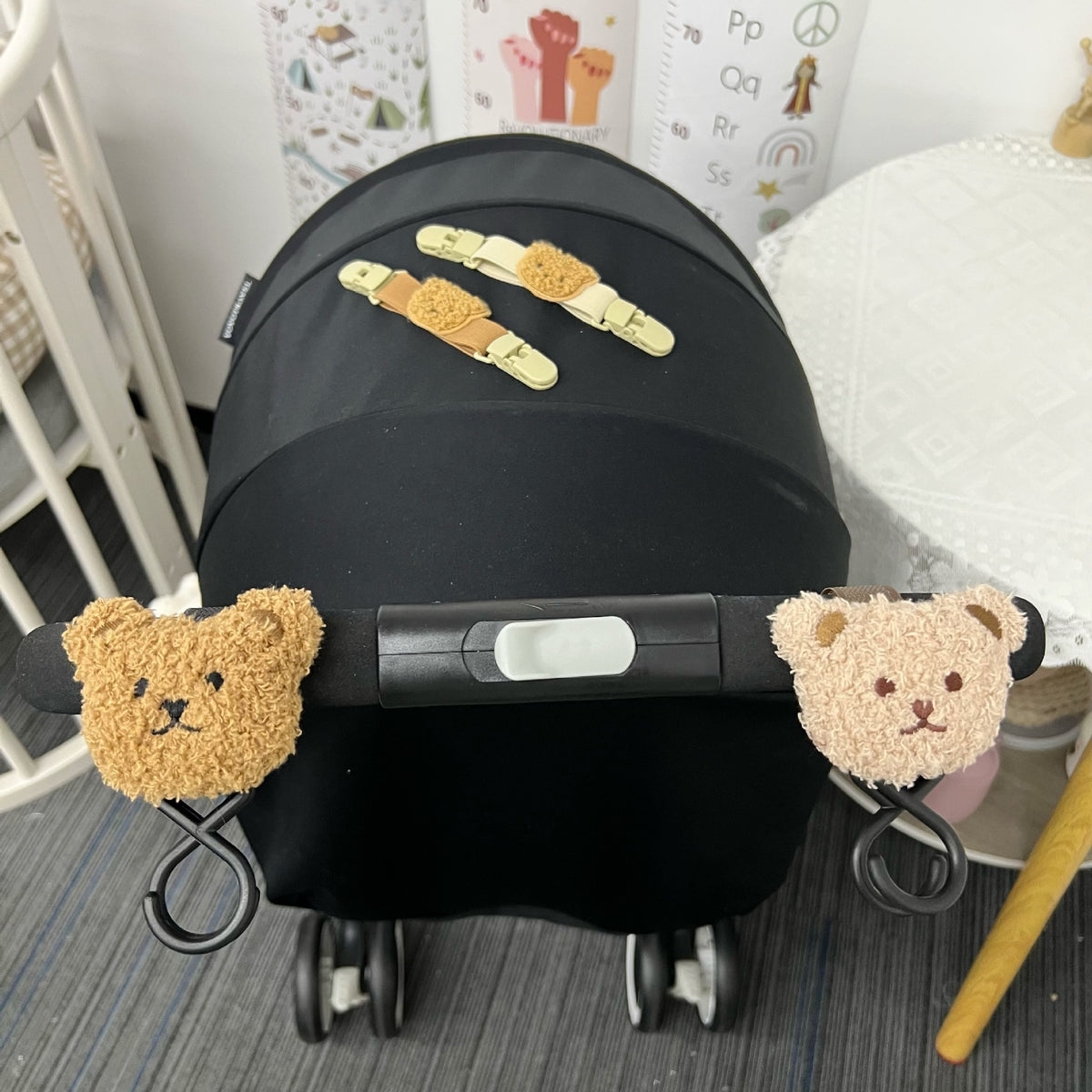 Plüschbär Kinderwagen-Haken und Clip Schlüsselanhänger Zubehör