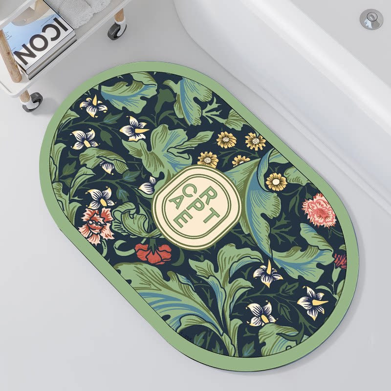 Oval Floral Design Badteppich