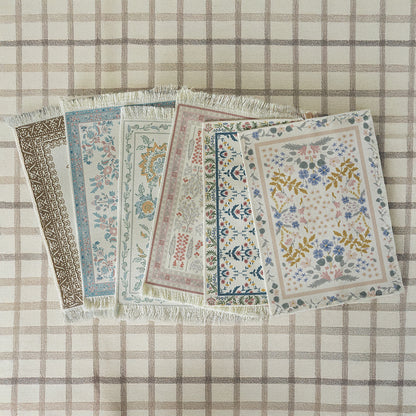 Rechteckiger Dekorativer Vintage-Teppich mit floraler webstruktur und Fransen Brehn