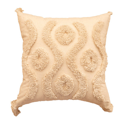 Texturiertes Tufted Boho Shag Akzent-Wurfkissen mit Quasten-Ecken und abnehmbarem Bezug