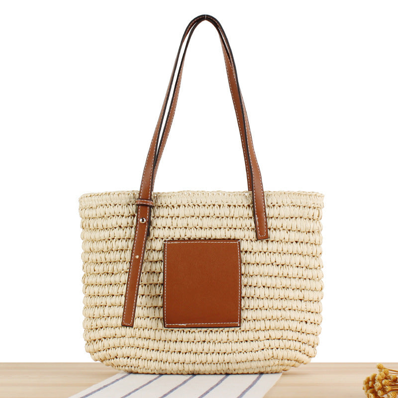 Geflochtene Handtasche mit Eleganter Lederapplikation Brehn