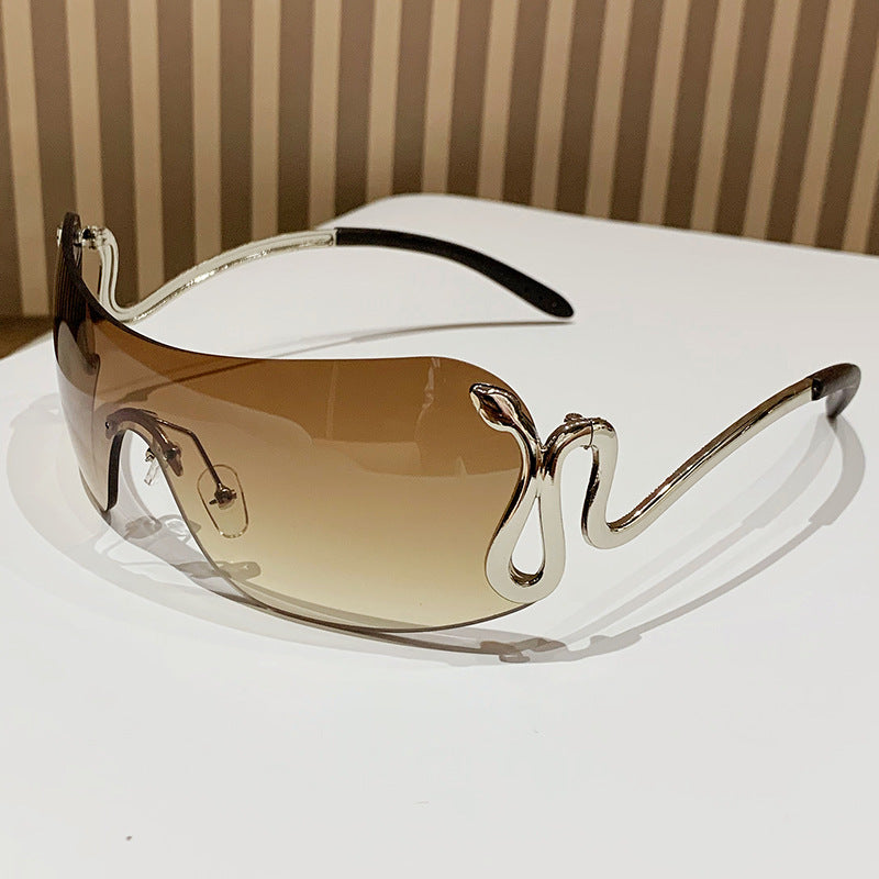 Damen modische Oversized-Sonnenbrille mit innovativem Metallrahmen und einzigartigem Design Brehn