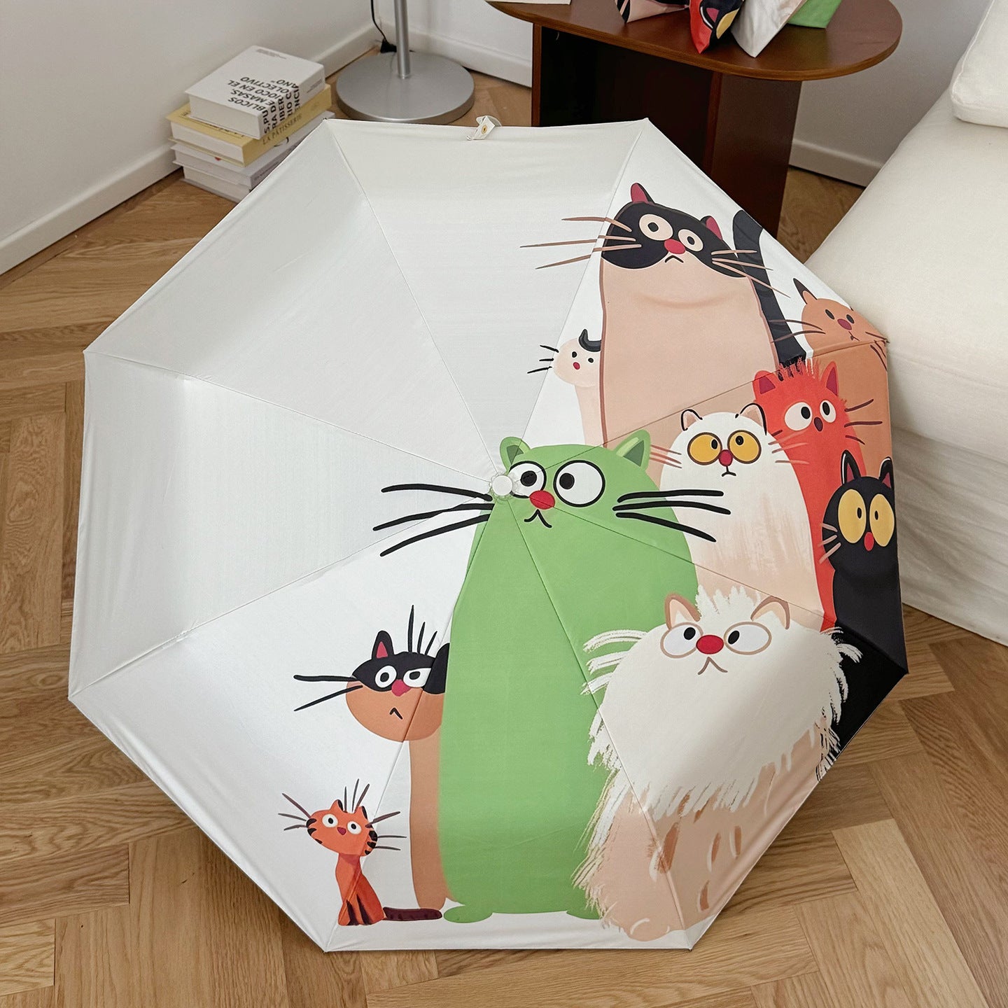 Damen Faltbarer Regenschirm mit verspieltem Katzenmotiv Brehn
