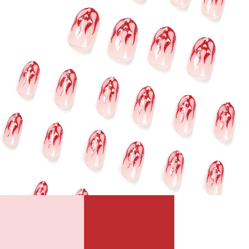 Künstliche Nagelkunst mit romantischem Herz- und Flammen-Design Brehn