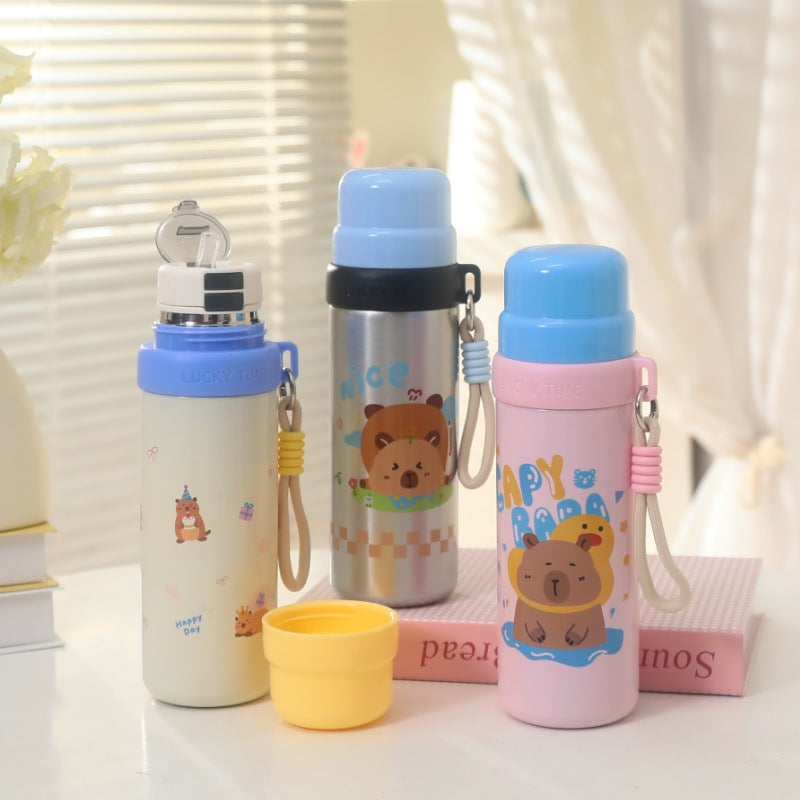 Damen Isoliertrinkflasche mit verspieltem Tierdesign und praktischem Tragegurt Brehn