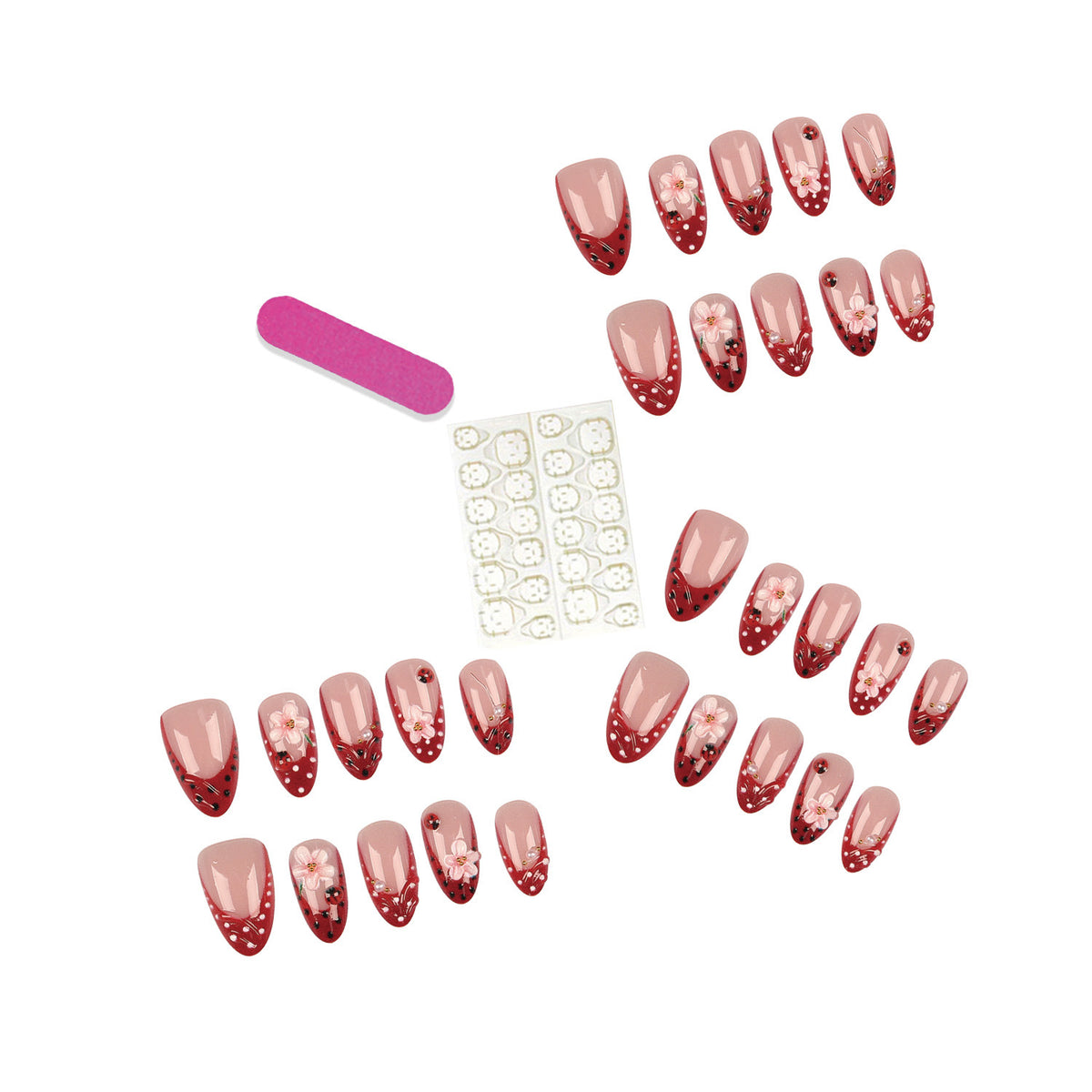 Elegantes Florales Design Press-On Nails Set