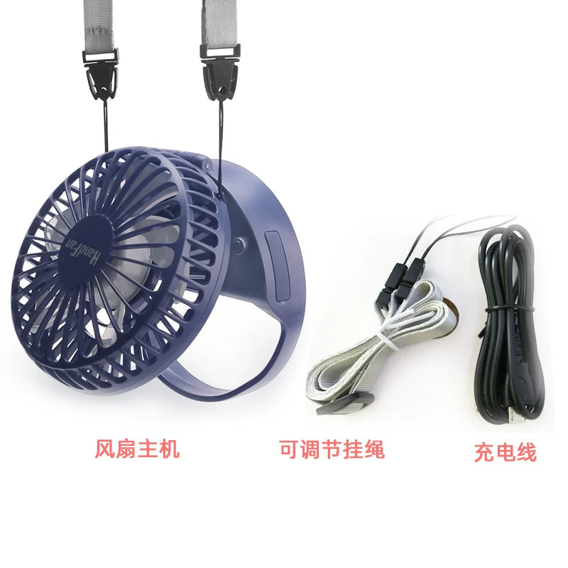 Unisex Einheitsgröße kompakter faltbarer wiederaufladbarer USB persönlicher Ventilator mit neigungsverstellbarem Kopf und Lanyard Brehn