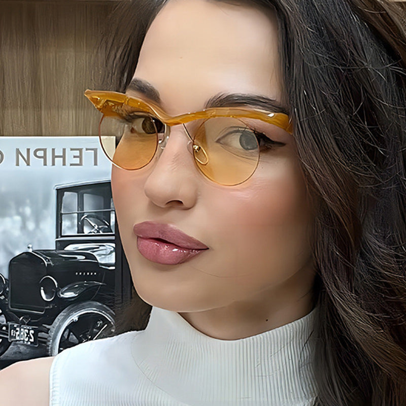 Damen futuristische Sonnenbrille mit geschwungenem Rahmen und polarisierenden Gläsern Brehn