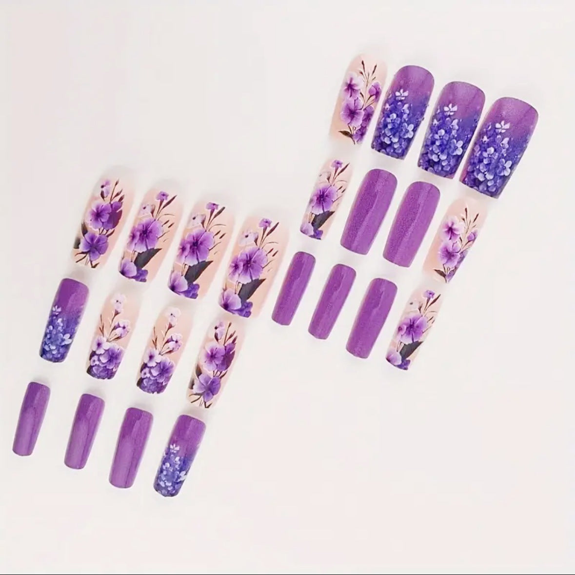 Kunstnagelset mit floralen 3D-Motiven Brehn