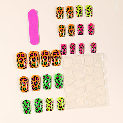 Neon Leopard Print Nagelkunst Extensions Brehn