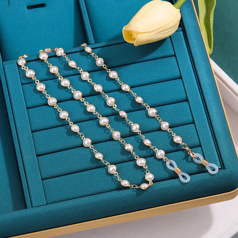 Elegante Perlenkette Brillenband Brehn