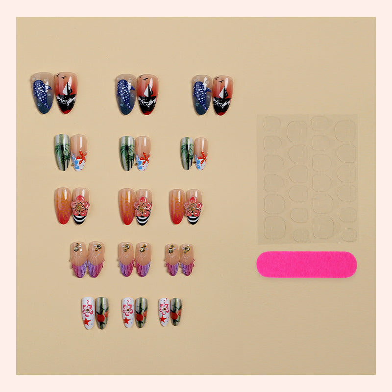 Künstlerisches Küstenmotiv Press-On Nagelset Brehn