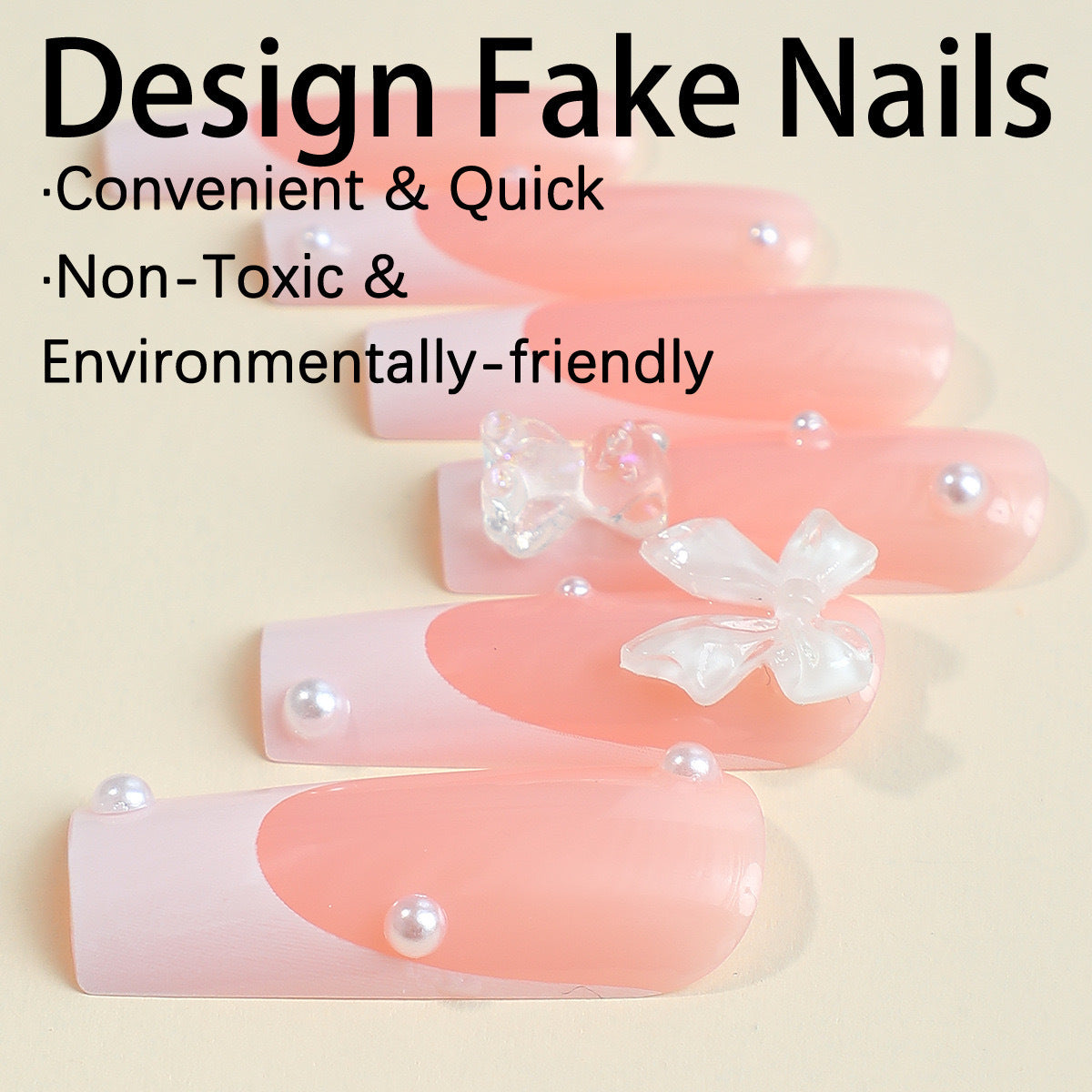 Kunstnagelset mit eleganten 3D-Schleifen und Glitzerakzenten Brehn