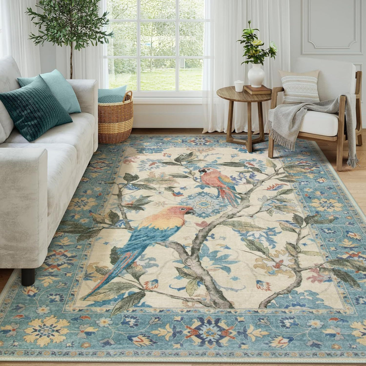 Verschnörkelter Vogel Design Teppich