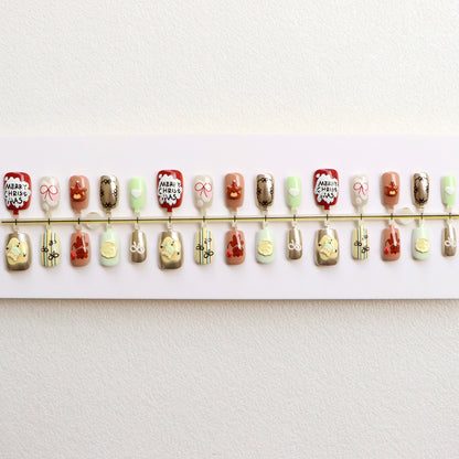 Festliches Thema Press-On Nagelkunst Set Brehn