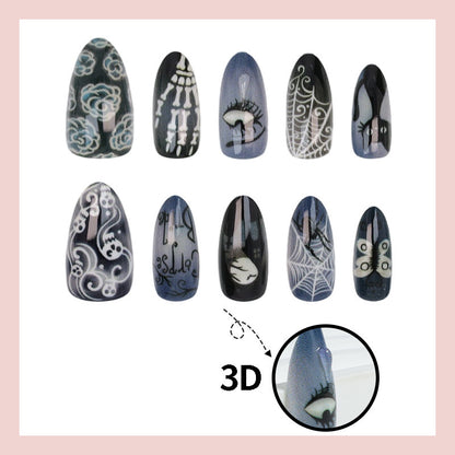 Halloween Kunstnagelset mit einzigartigen gruseligen Designs Brehn