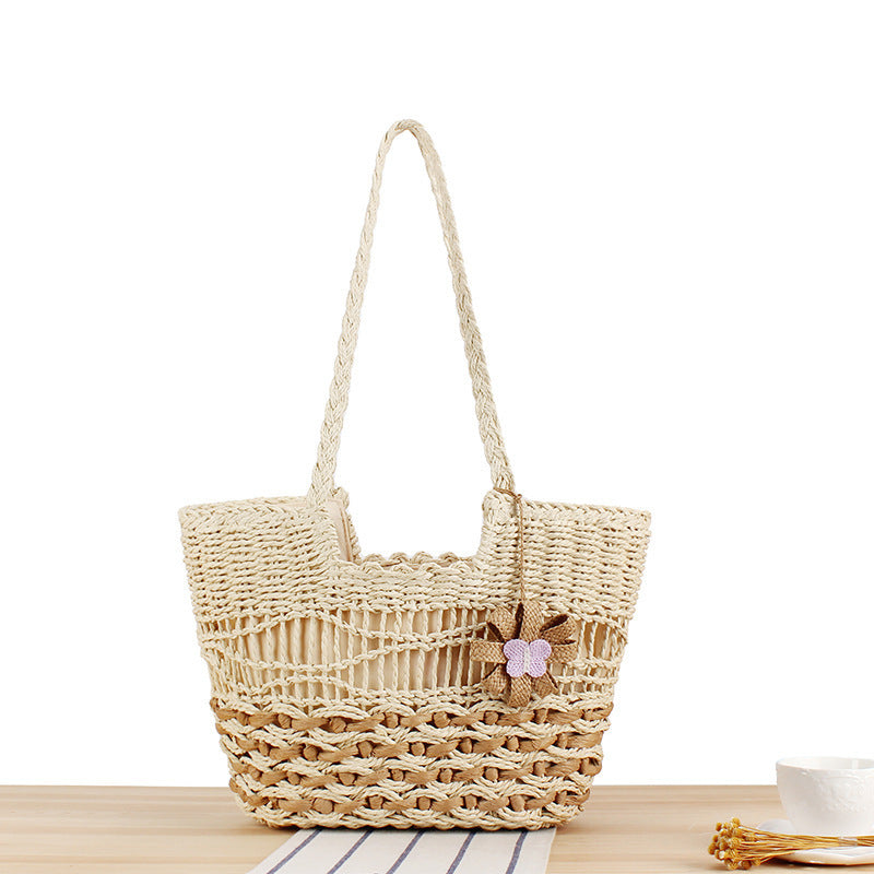 Elegante Strandtasche mit Handgewebtem Korbmuster Brehn