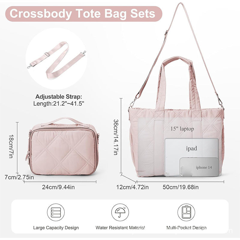Elegante und Vielseitige Stoffhandtasche mit Abnehmbarem Kosmetiktäschchen Brehn