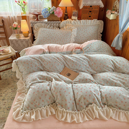 Plüsch Floral Sherpa Wurfdecke