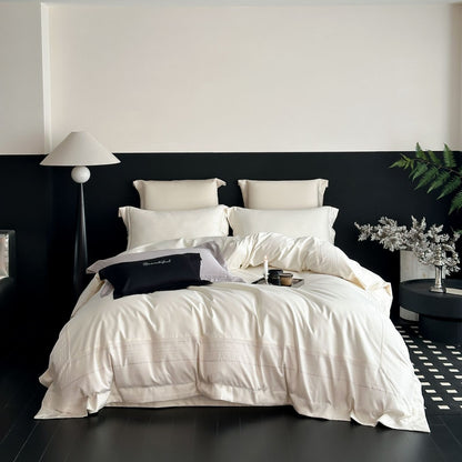 Luxuriös gesticktes Baumwollsatin Bettwäsche Set