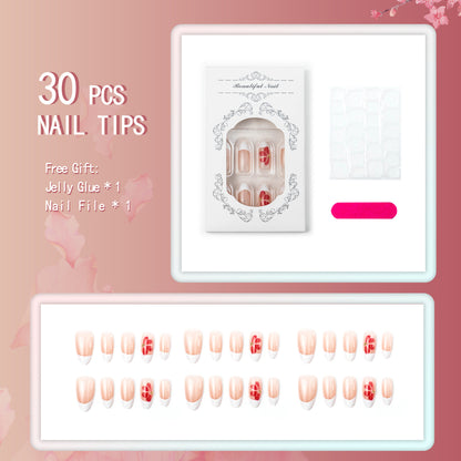 Elegantes floral dekoriertes Press-On-Nagelset