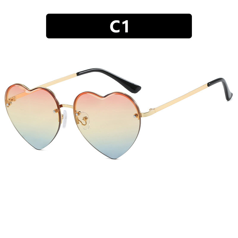 Damen Herzförmige Sonnenbrille mit verspiegelten Gläsern und modischem Metallrahmen Brehn