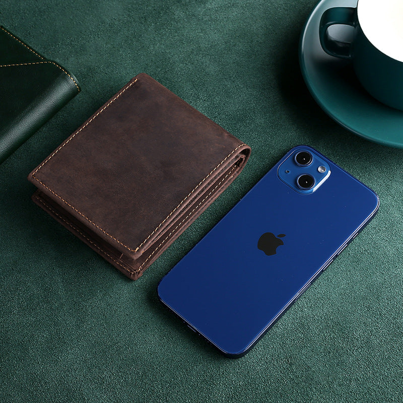 Premium Leder Bi-Fold Münz Brieftasche