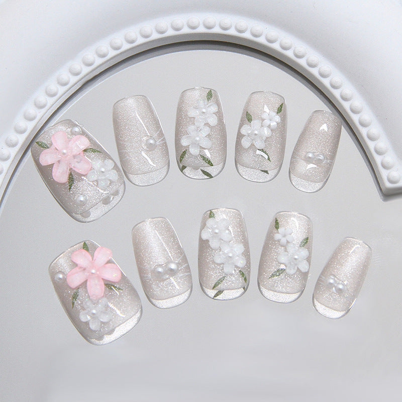 Floral Verziertes Press-On Nagelkunst Brehn
