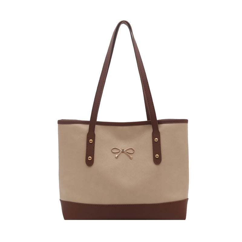 Elegante Faux-Leder-Tote-Tasche mit Akzent-Schleife