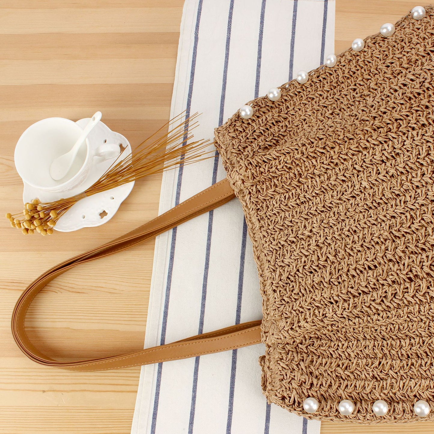 Ausdrucksstarke Strohtasche Brehn