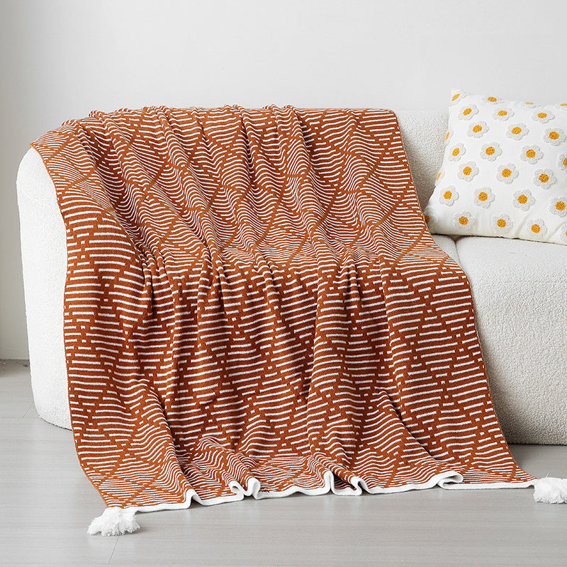 Damen Strickdecke mit geometrischem Muster Brehn