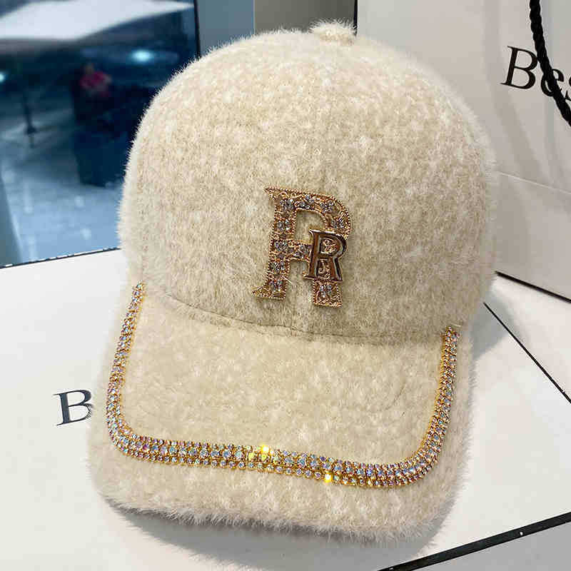 Damen Luxuriöse Fleece Verziertes Baseball Cap Brehn