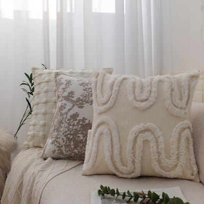 Dekorativer Jacquard-Kissenbezug mit Baum-Motiv und Samt-Paspel Brehn