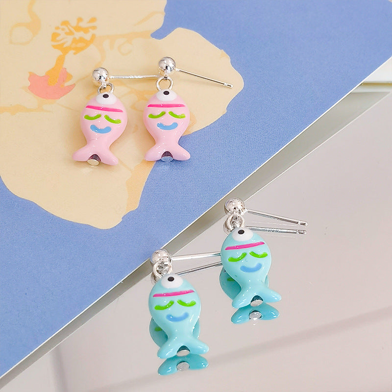 Verspielt Fisch Charm Ohrringe Brehn