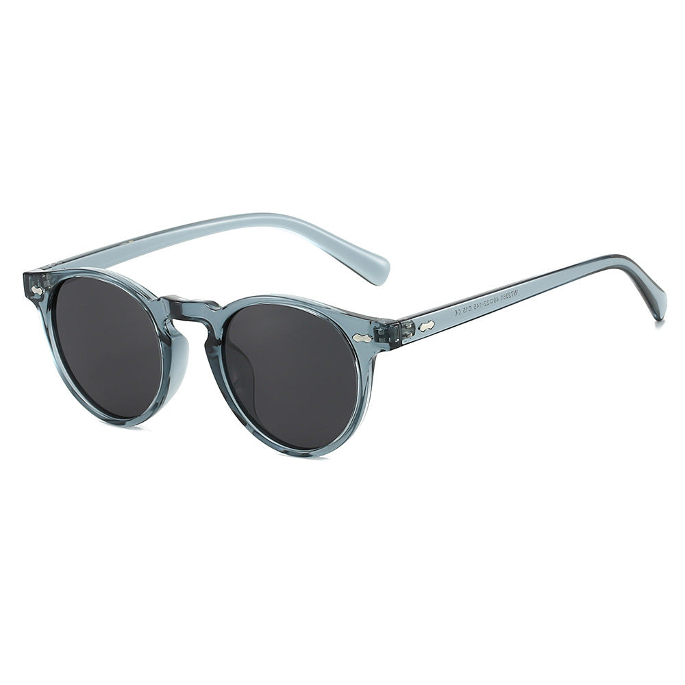 Damen Vintage Sonnenbrille mit runden Gläsern und transparentem Rahmen Brehn
