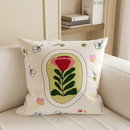 Square Plush Decorative Cushion Pillow with Illustrated House 'Room' Motif