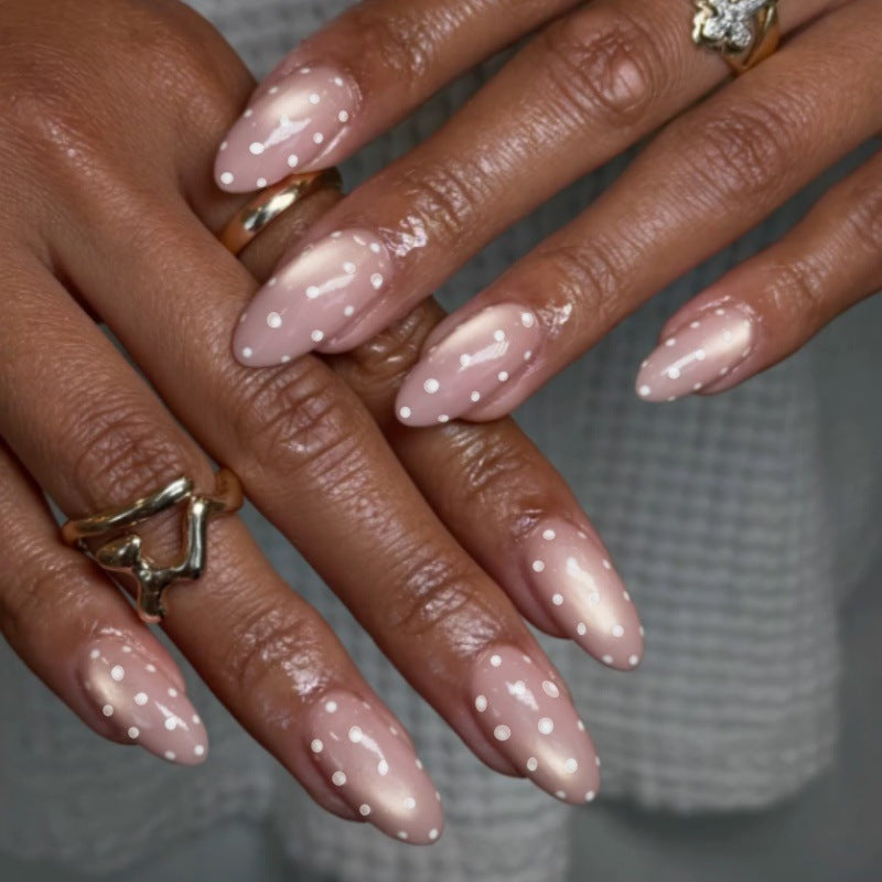 Elegante mandelförmige Press-On Nagelset mit Punkten Design Brehn