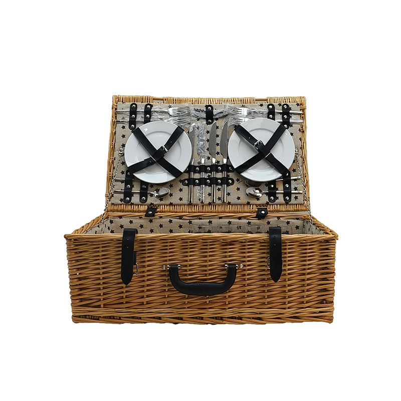 Damen Picknickkorb mit integriertem Geschirrset und stilvollen Accessoires Brehn
