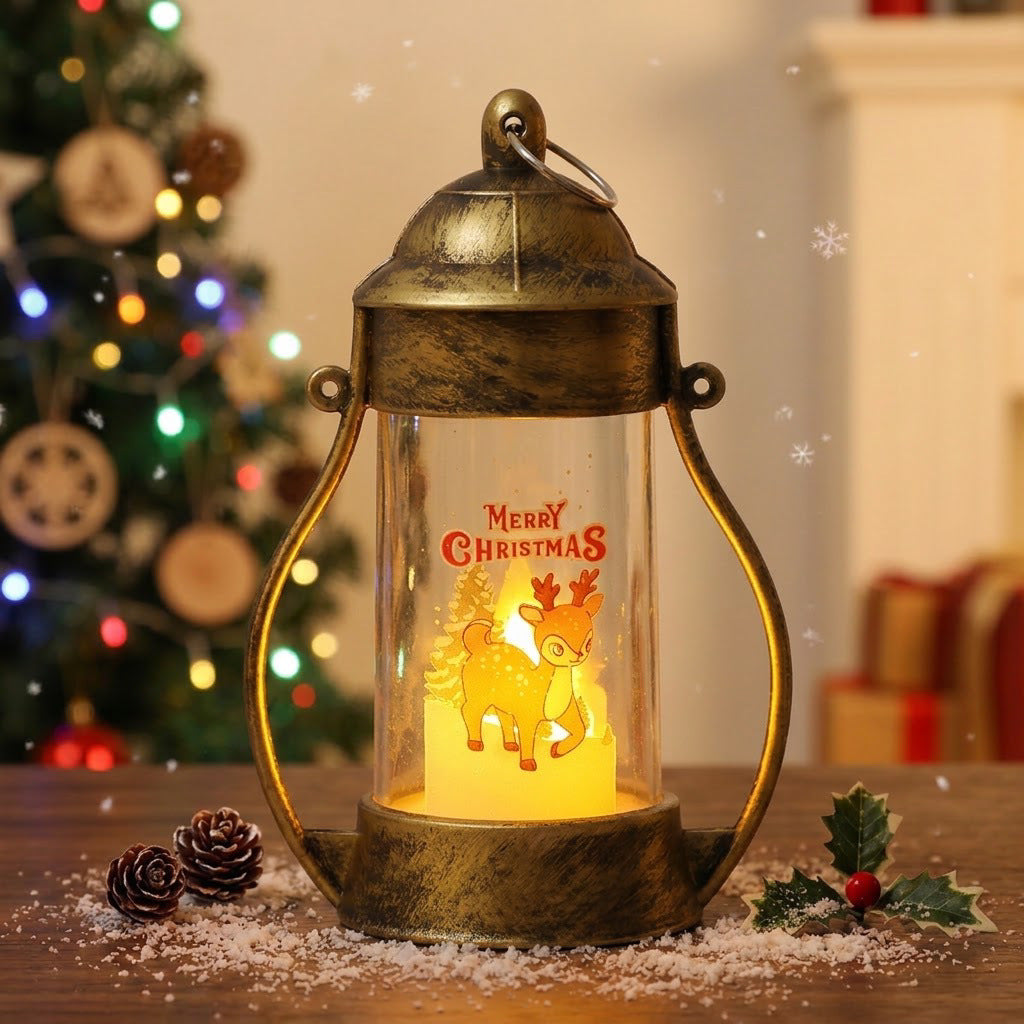 LED Deko-Laterne mit Weihnachtsmotiv