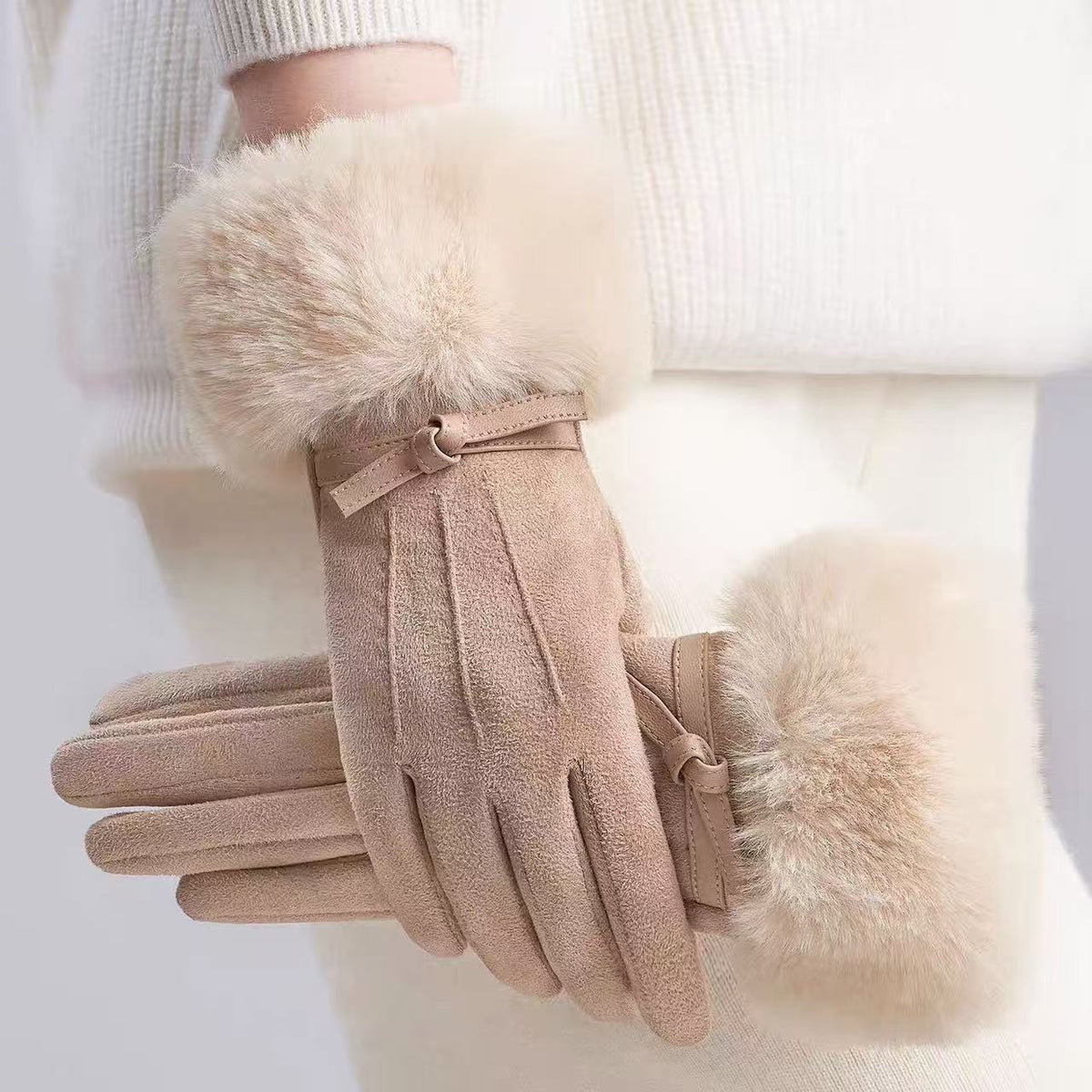 Plüschfell Bündchenhandschuhe Brehn