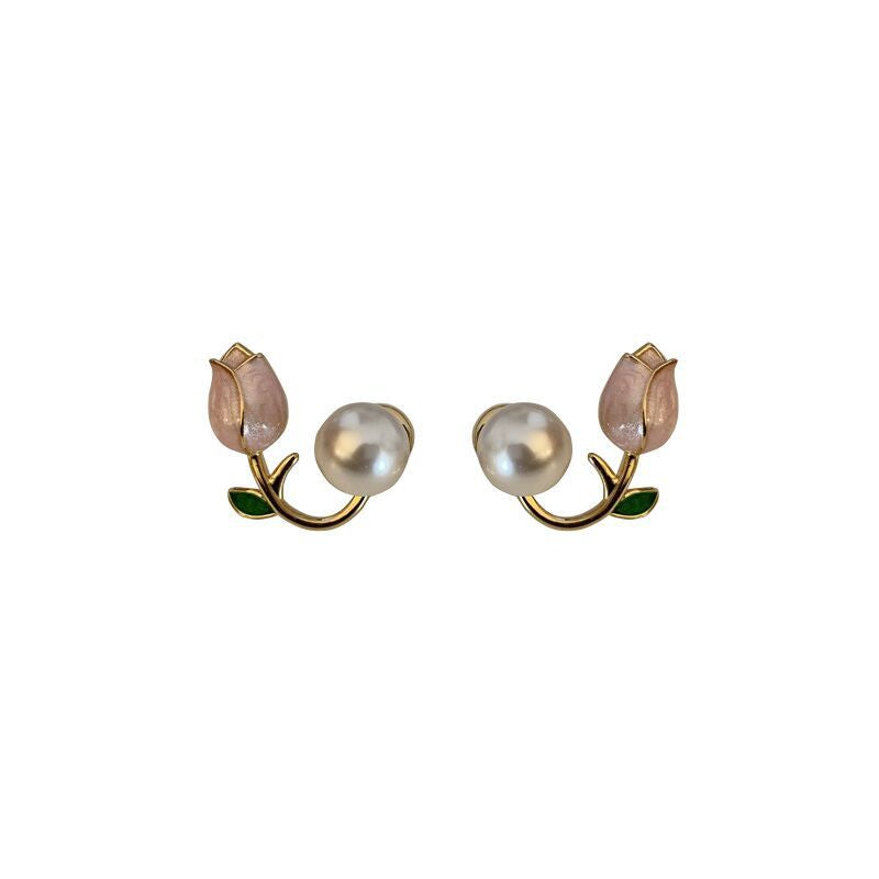 Blumenmotif Perlen- und Steinohrringe Brehn