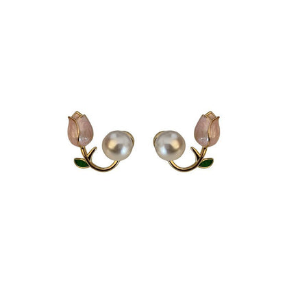 Blumenmotif Perlen- und Steinohrringe Brehn